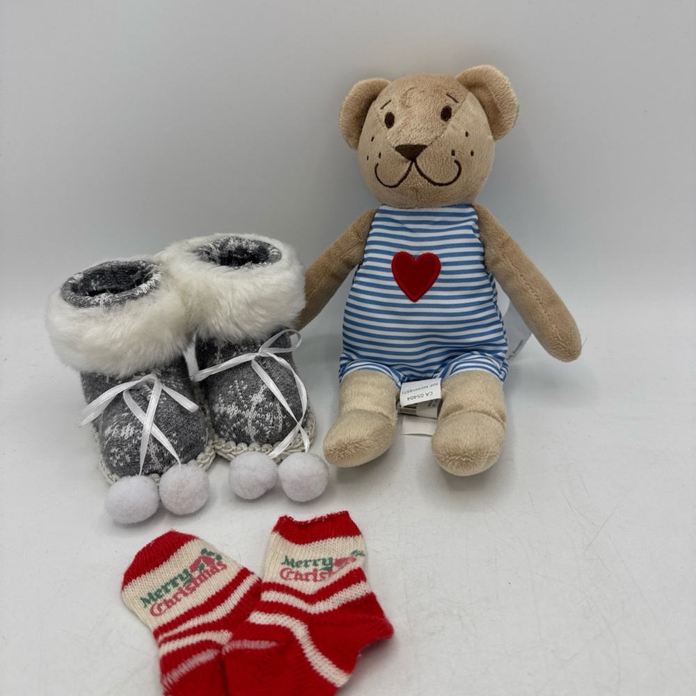 CHRISTMAS Ornaments diy set BABY BOOTIES & baby socks & Ikea Teddy Bear.gift